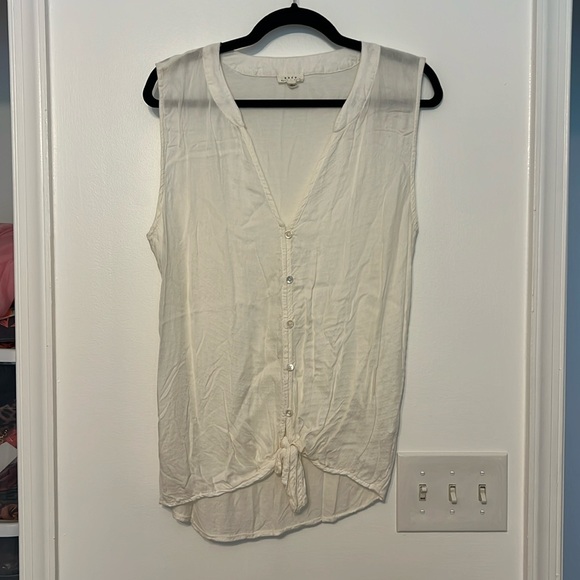 Soft Joie Cameo Button Front Tie Front Sleeveless Top in Porcelain - Picture 3 of 6